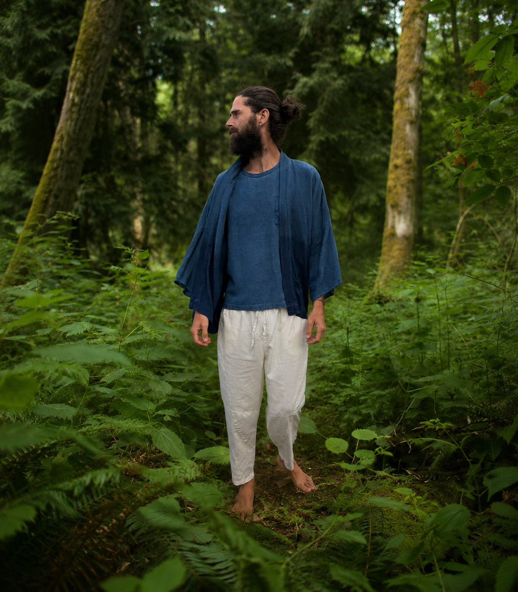 Raw Silk Kimono - Indigo