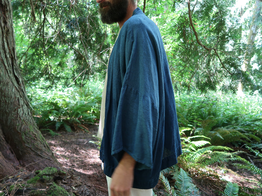 Raw Silk Kimono - Indigo