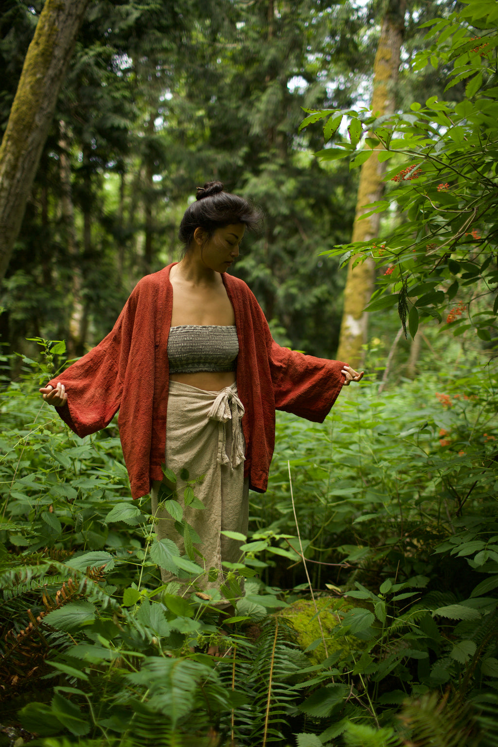 Raw Silk Kimono - Madder