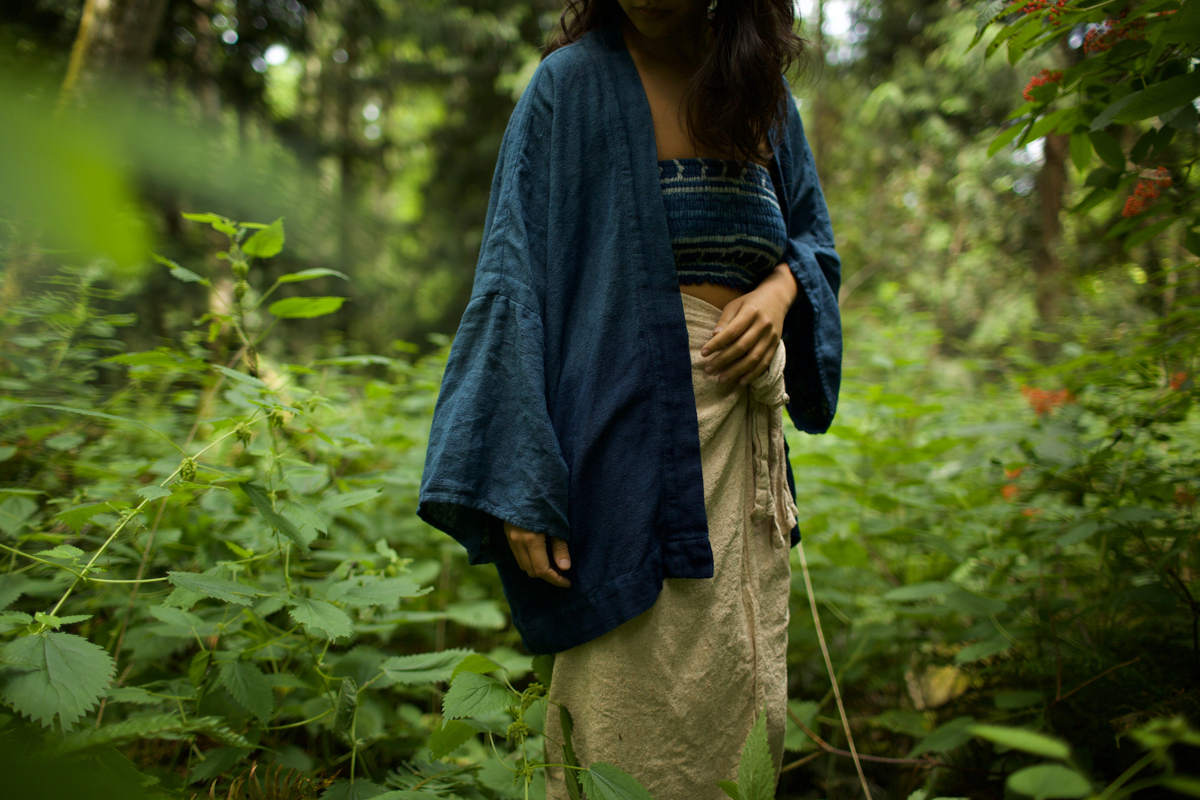 Raw Silk Kimono - Indigo