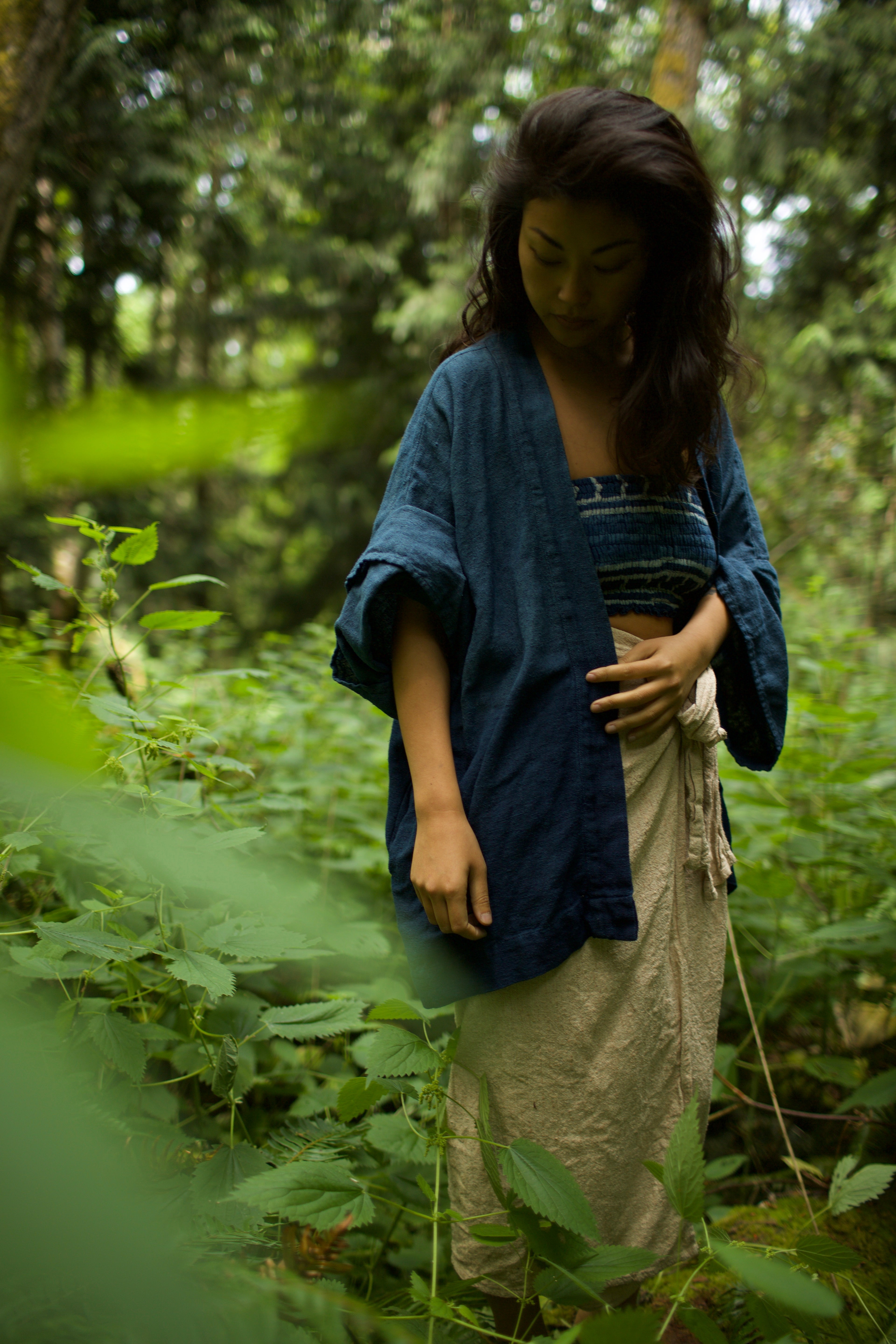 Raw Silk Kimono - Indigo