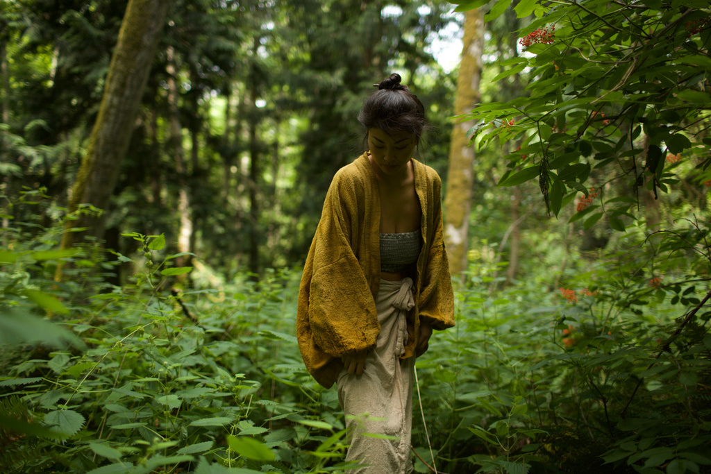 Raw Silk Kimono - Turmeric