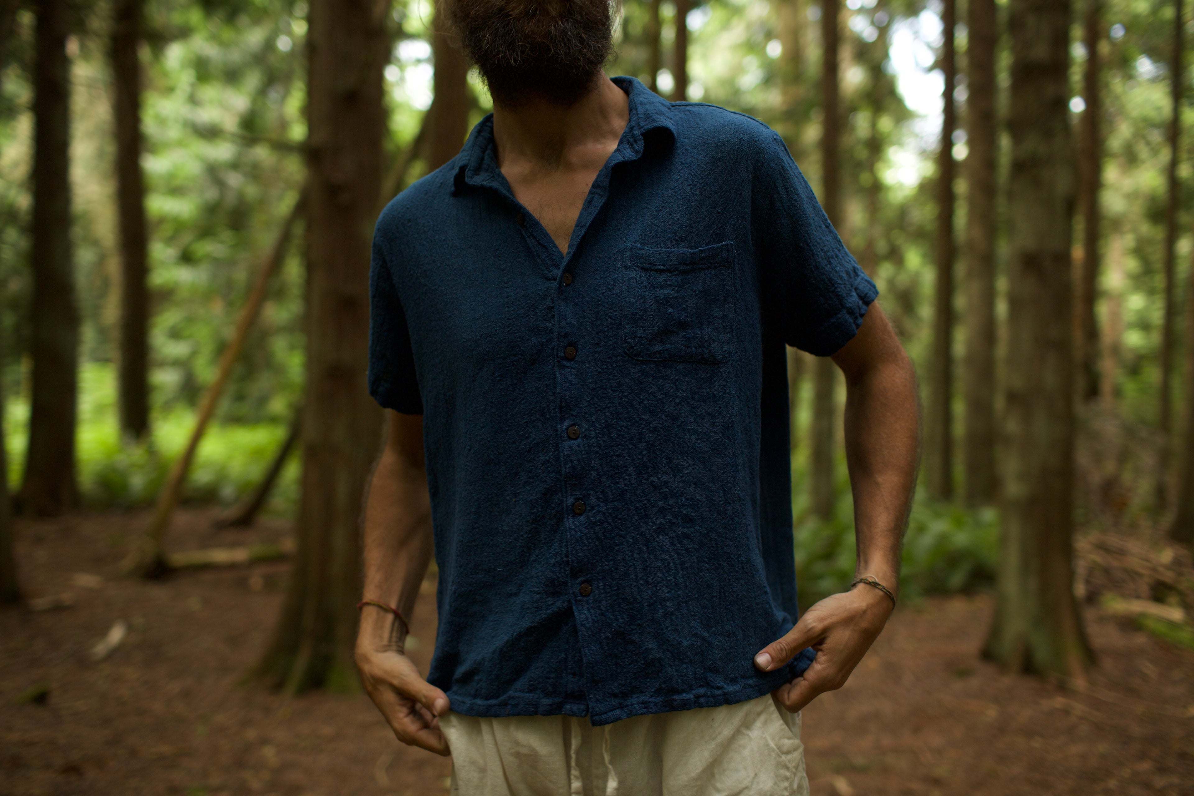 Men’s Raw Silk Button Up