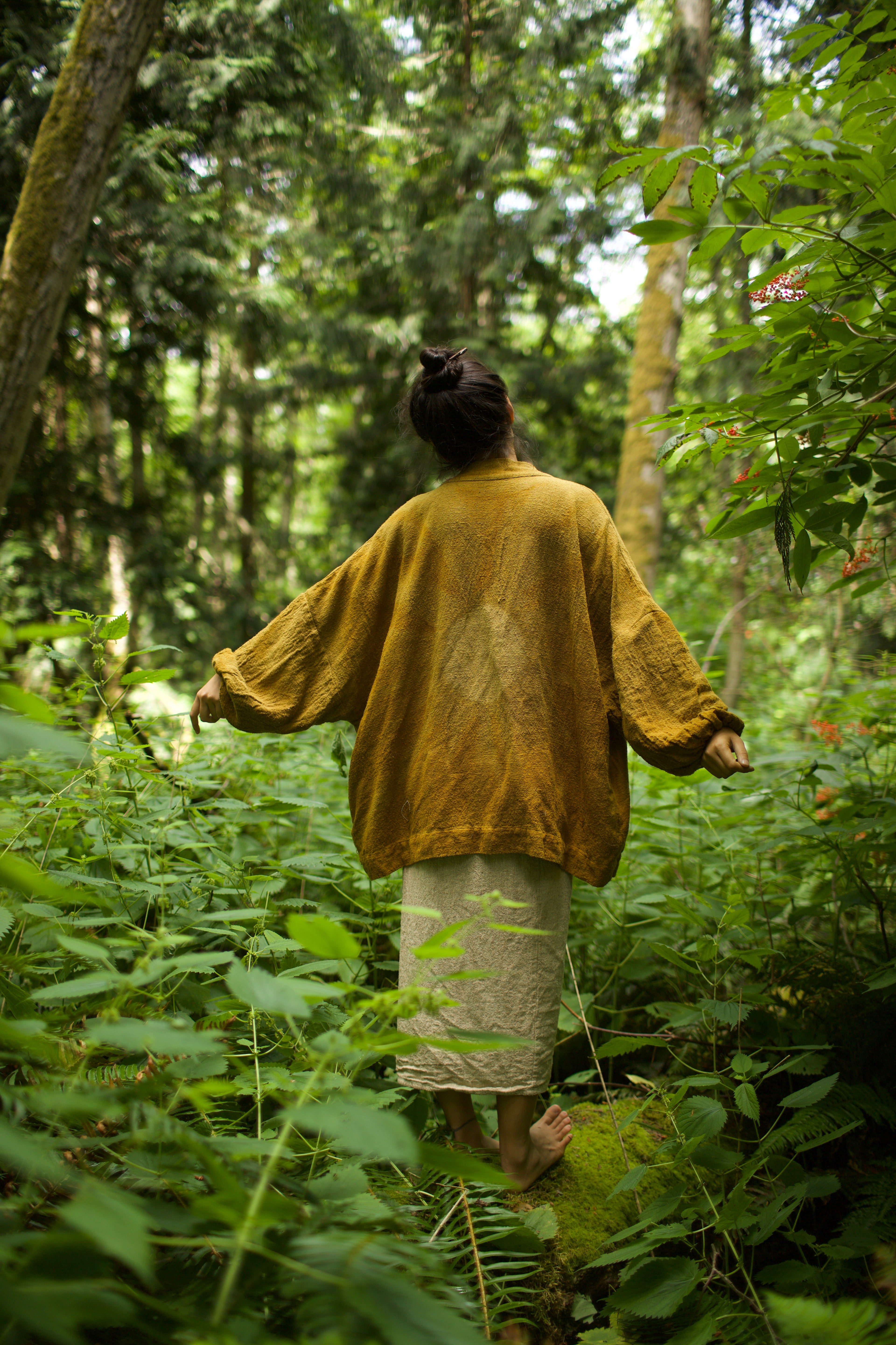 Raw Silk Kimono - Turmeric