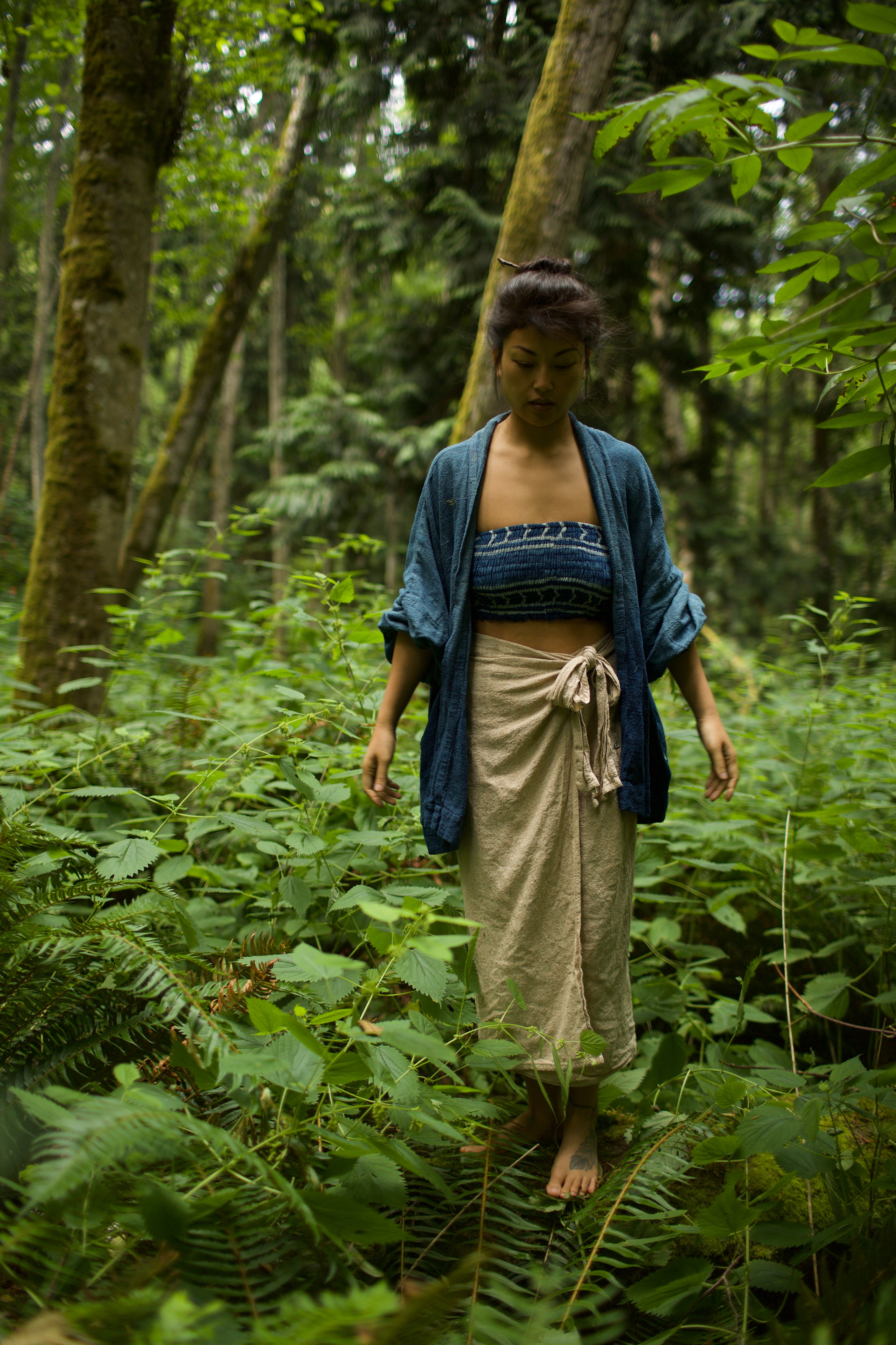 Raw Silk Kimono - Indigo