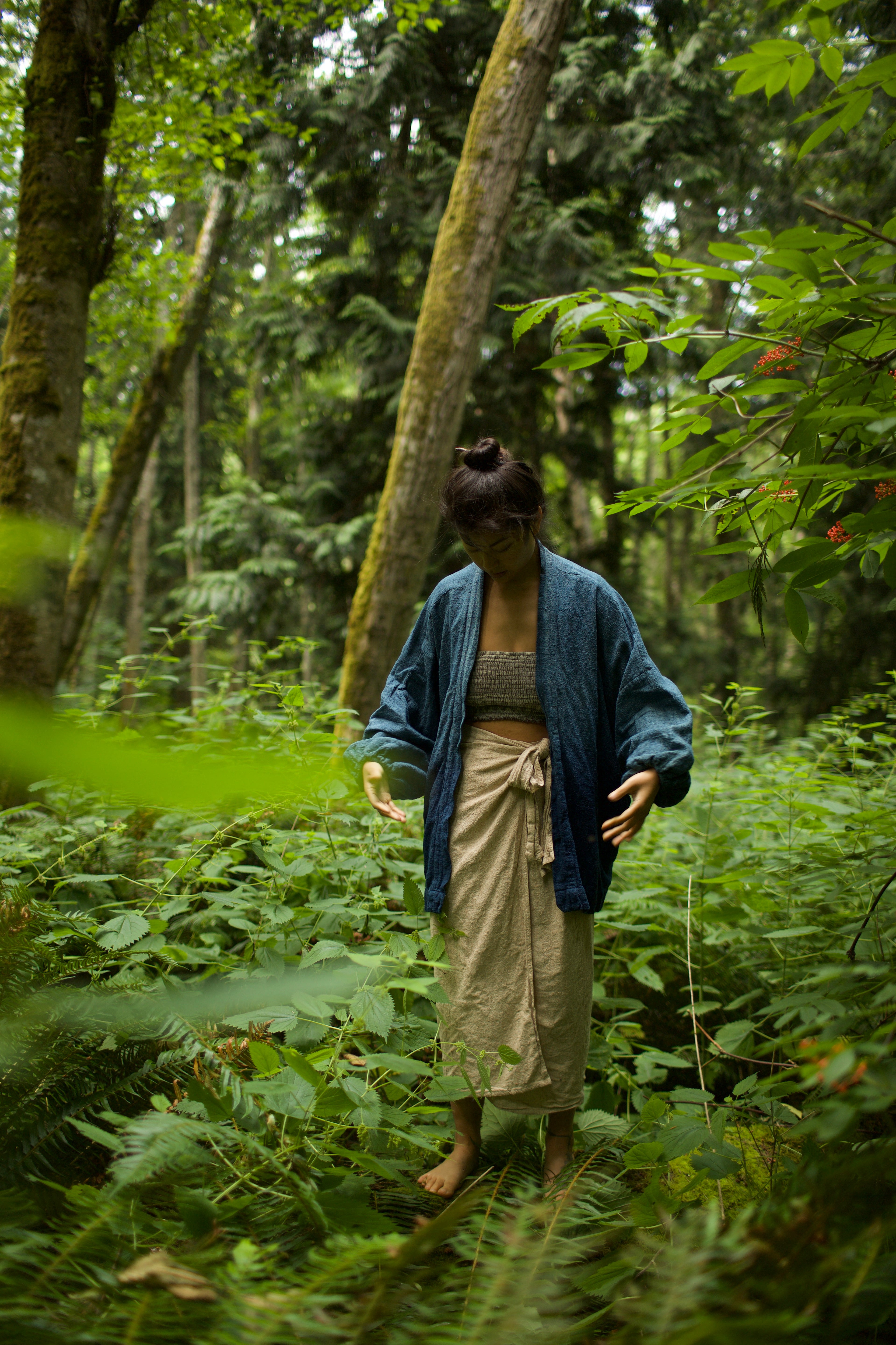Raw Silk Kimono - Indigo